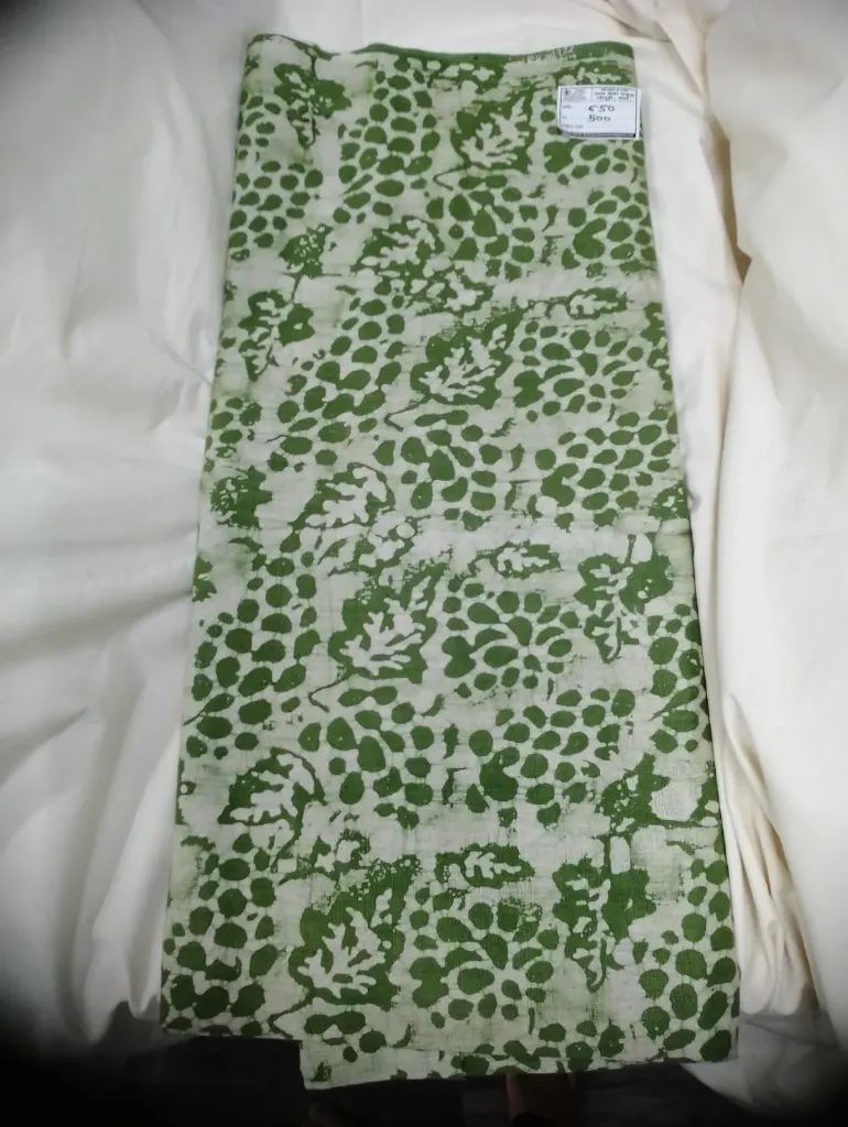Gopuri Khadi Fabric leaf  print on off white
