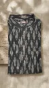 Jents Full Kurta 30 Length Ikkat Black