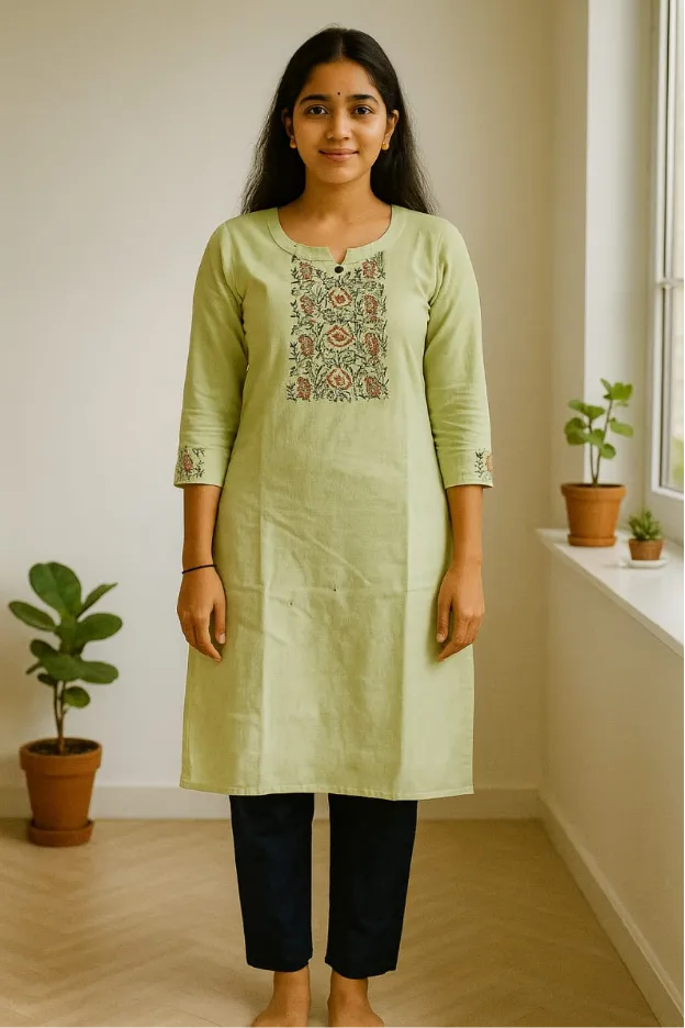 Ladies Kurtis Pista Green Floral